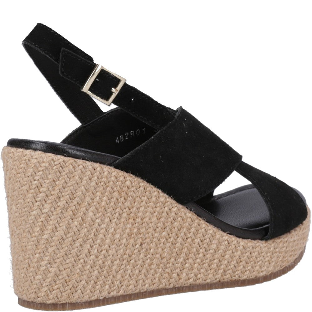 Ladies Heeled Sandals Black Hush Puppies Perrie Wedge Sandal