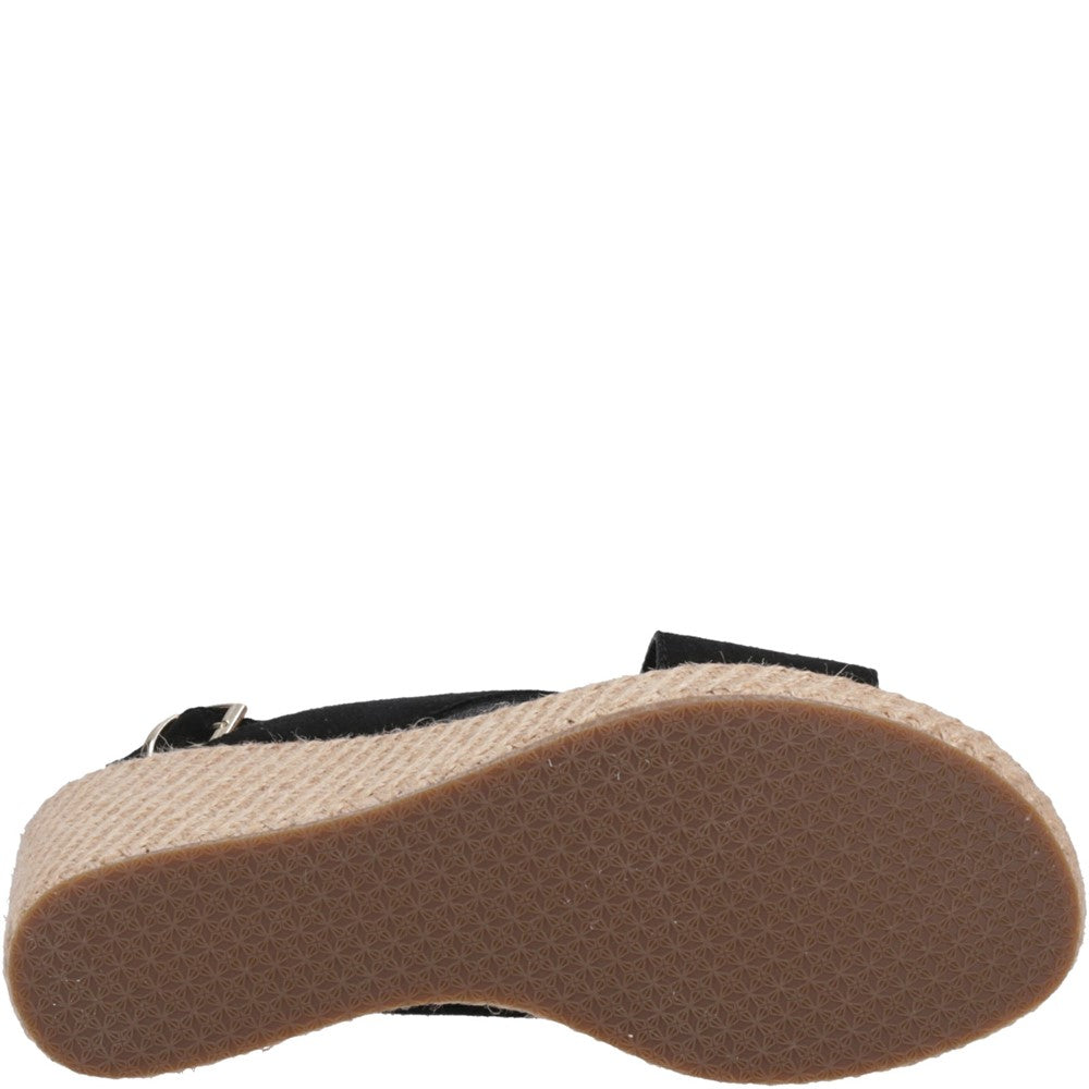 Ladies Heeled Sandals Black Hush Puppies Perrie Wedge Sandal