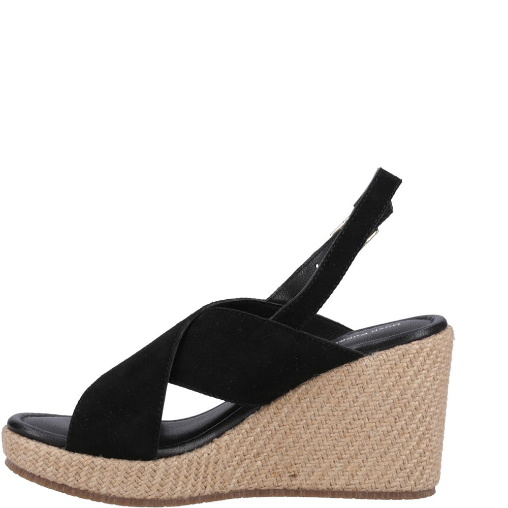 Ladies Heeled Sandals Black Hush Puppies Perrie Wedge Sandal