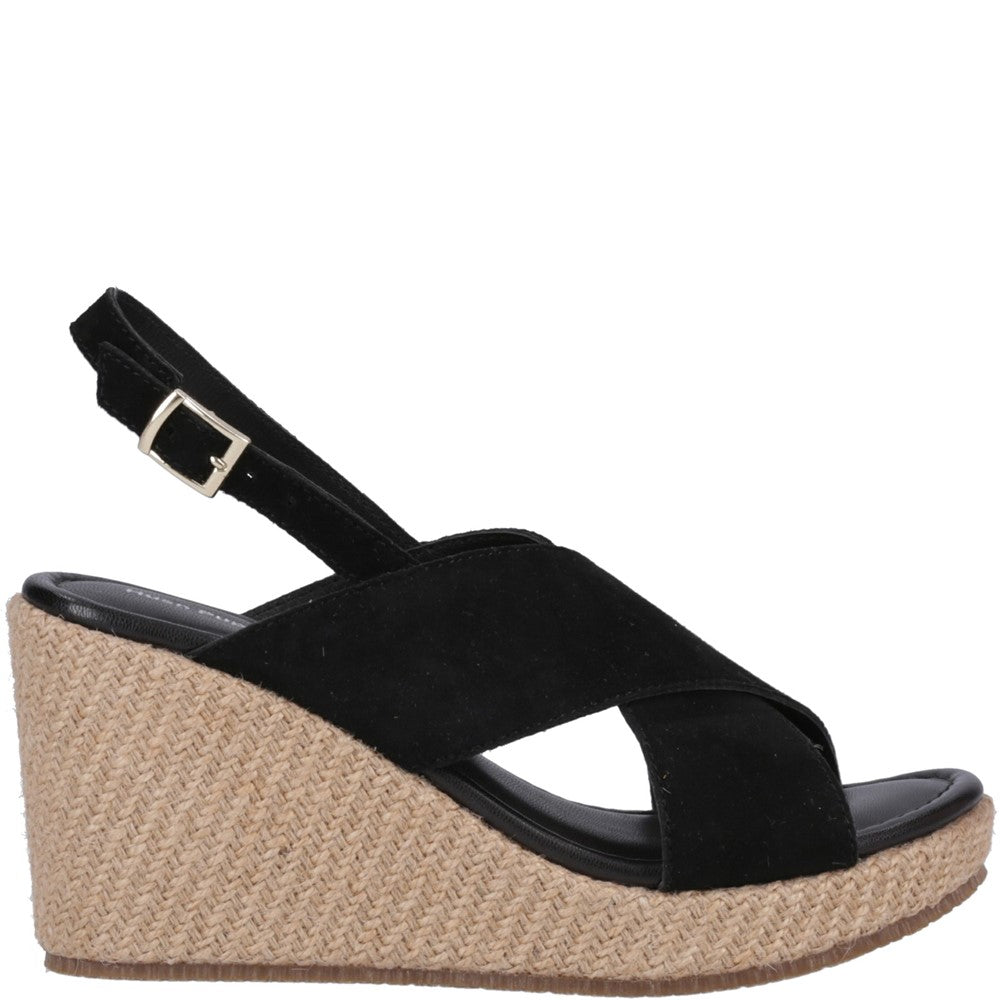 Ladies Heeled Sandals Black Hush Puppies Perrie Wedge Sandal