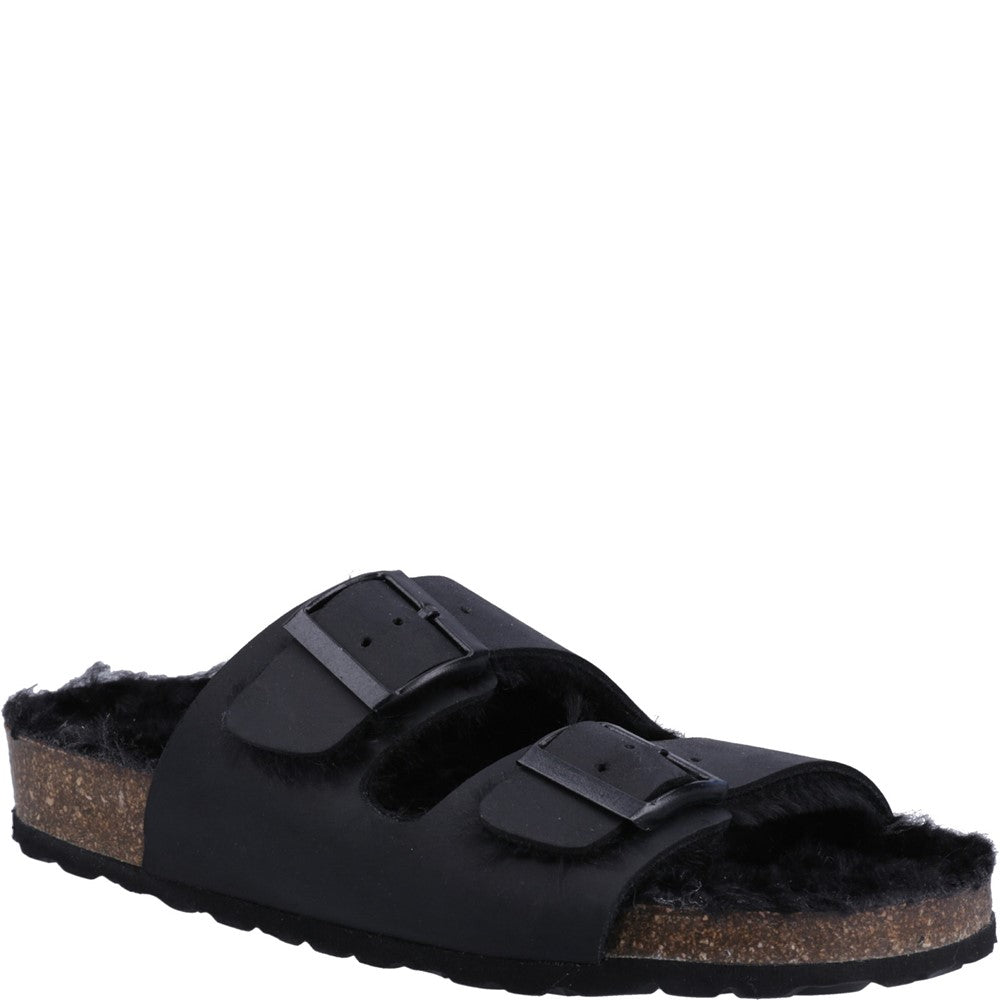Classic Ladies Slippers Black Hush Puppies Jessie Mule Slipper