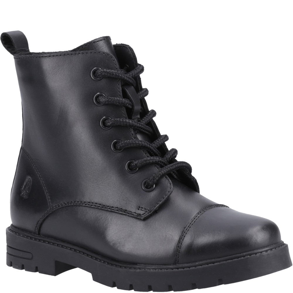 Girls BTS FLFR Black Hush Puppies Lauren Junior Shoe