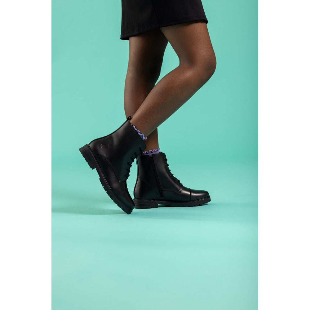 Girls BTS FLFR Black Hush Puppies Lauren Senior Shoe