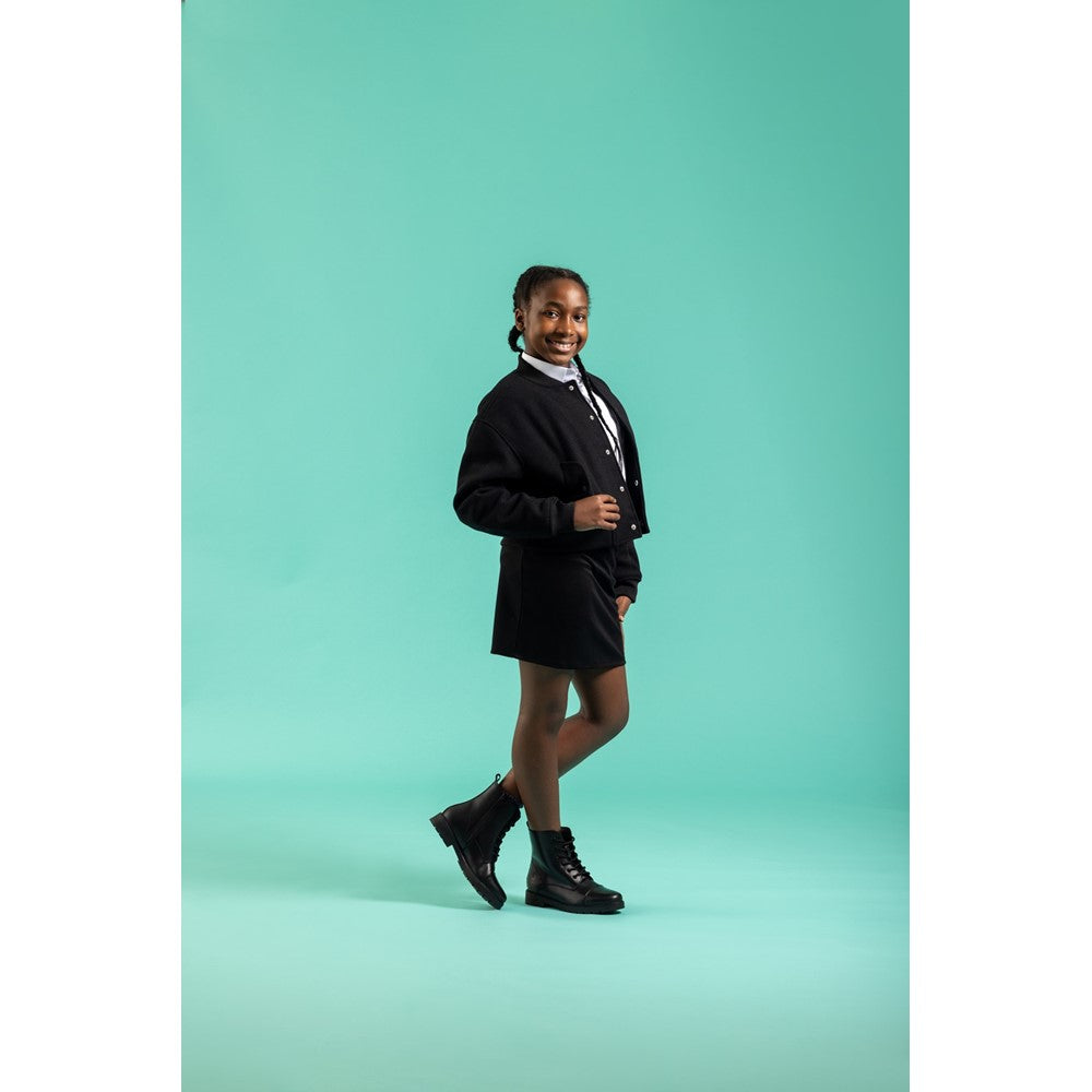 Girls BTS FLFR Black Hush Puppies Lauren Senior Shoe
