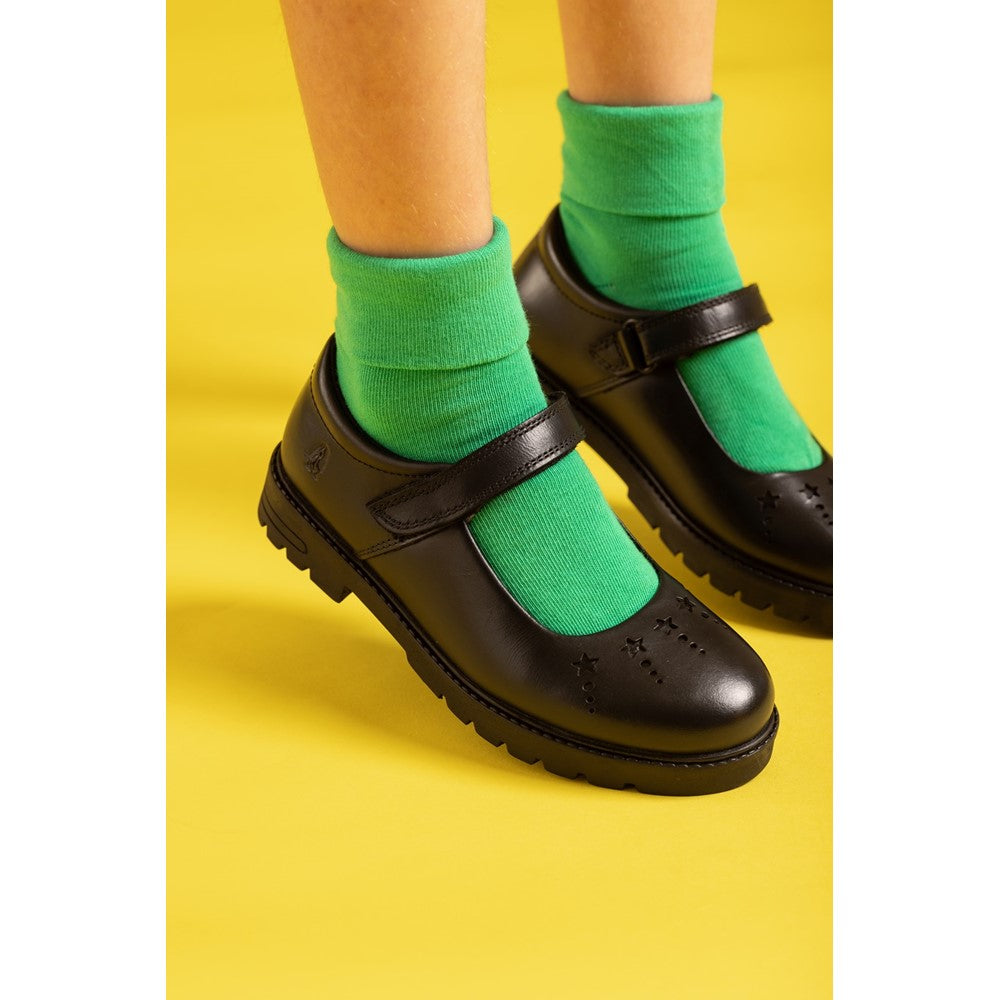 Girls BTS FLFR Black Hush Puppies Sabrina Junior Shoe