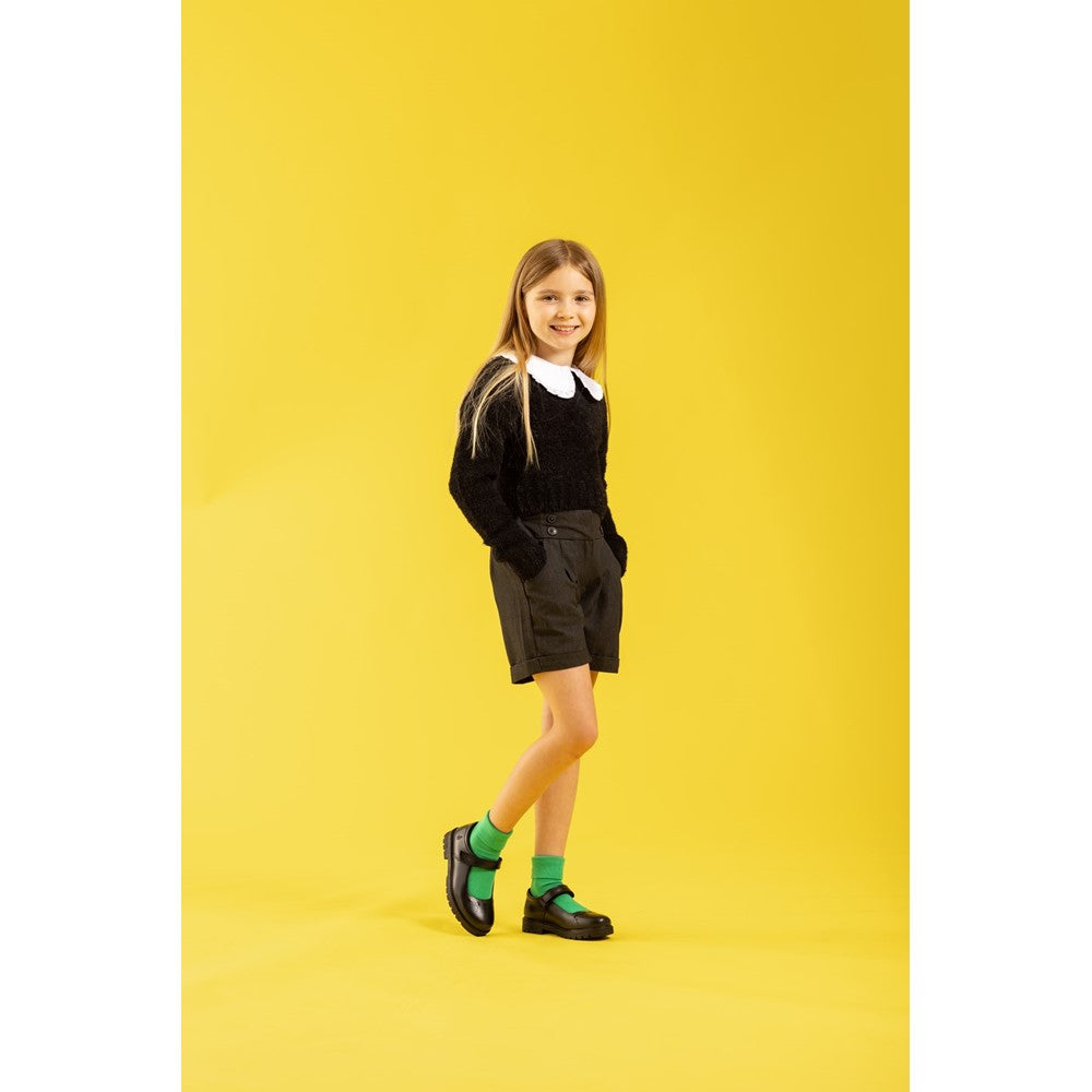Girls BTS FLFR Black Hush Puppies Sabrina Junior Shoe
