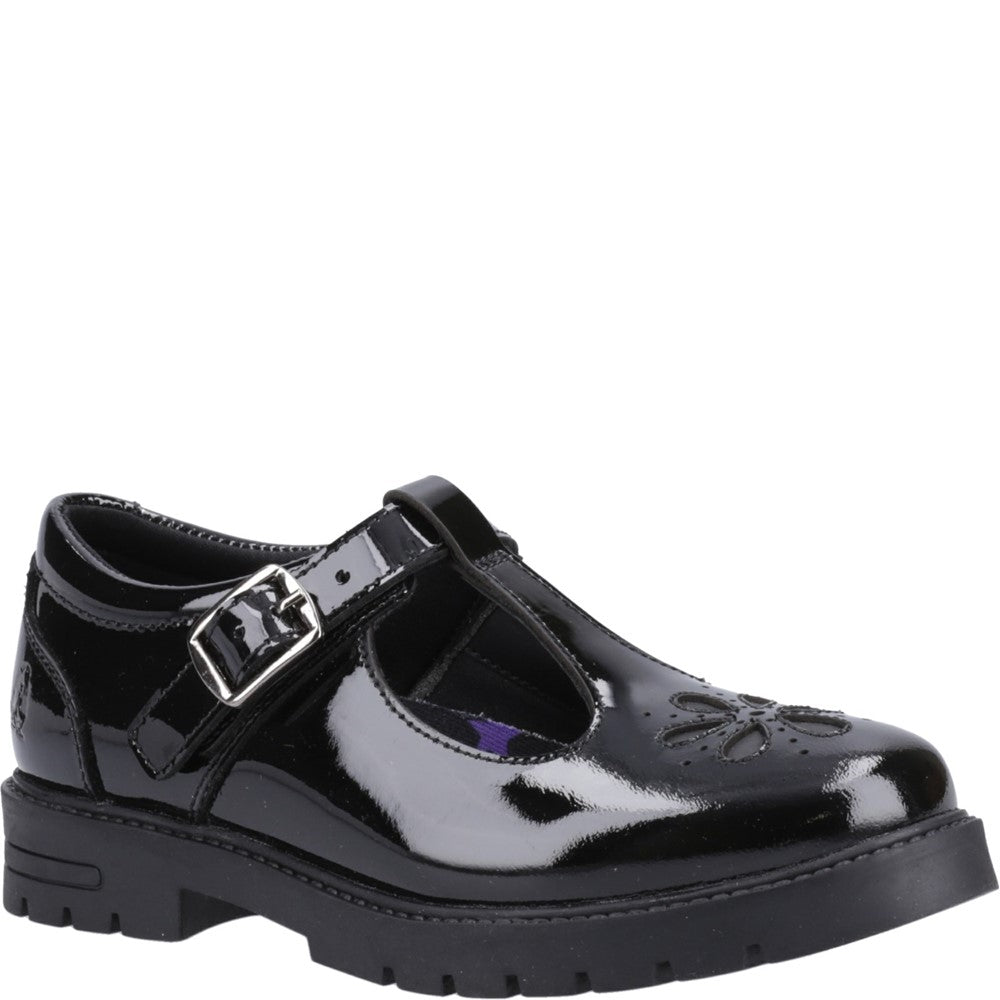 Girls BTS FLFR Black Hush Puppies Fiona Patent Junior Shoe
