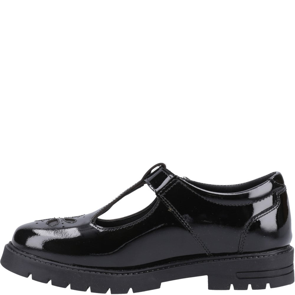 Girls BTS FLFR Black Hush Puppies Fiona Patent Junior Shoe