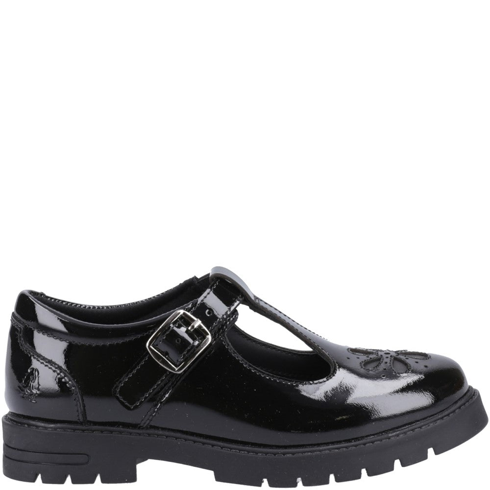 Girls BTS FLFR Black Hush Puppies Fiona Patent Junior Shoe