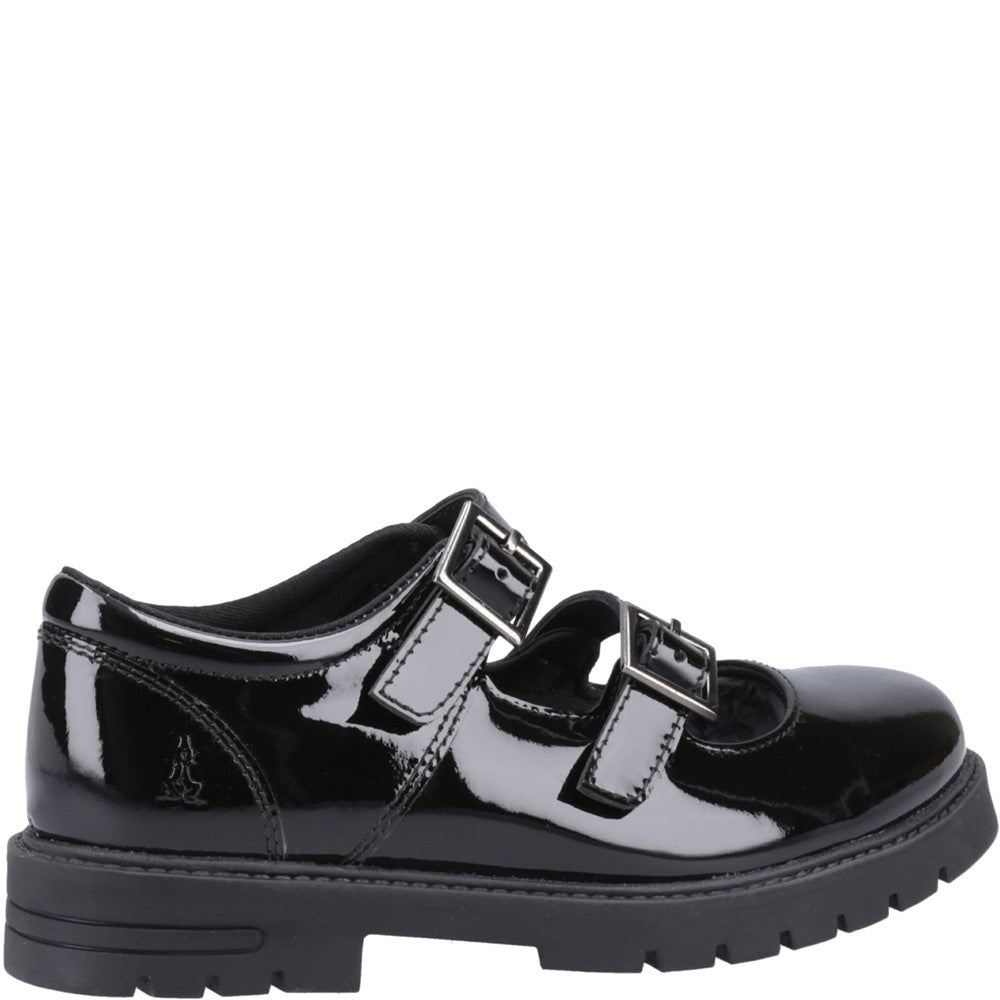 Girls BTS FLFR Black Hush Puppies Ella Patent Senior Shoe