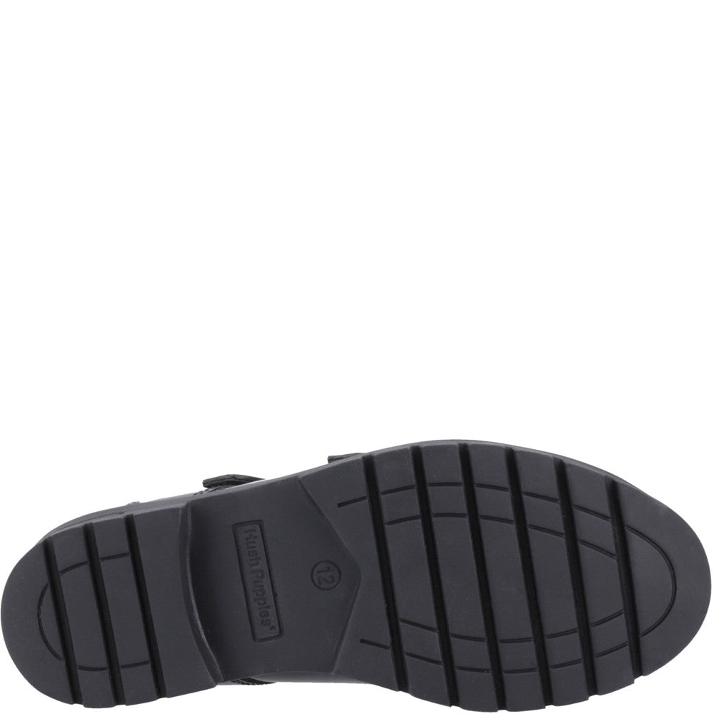 Girls BTS FLFR Black Hush Puppies Ella Patent Senior Shoe