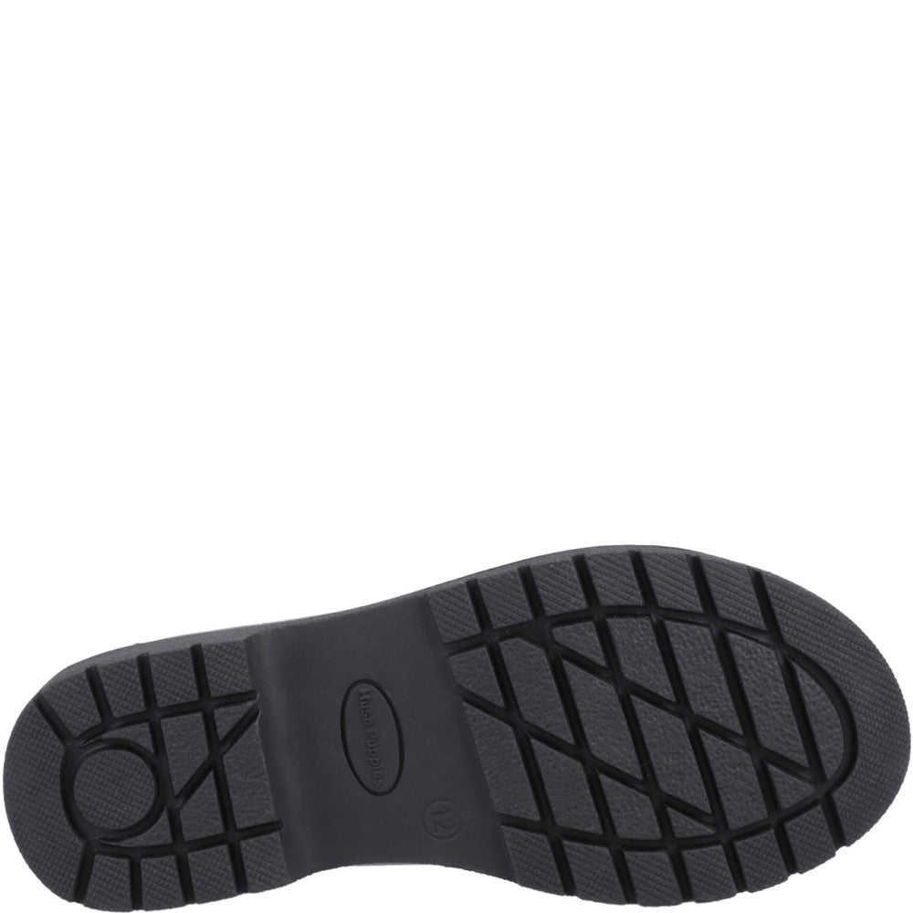 Girls BTS FLFR Black Hush Puppies Lydia Patent Senior Shoe