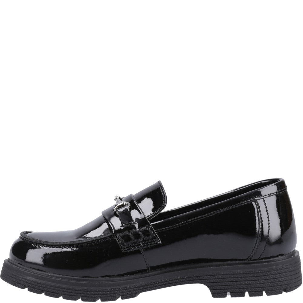 Girls BTS FLFR Black Hush Puppies Lydia Patent Senior Shoe