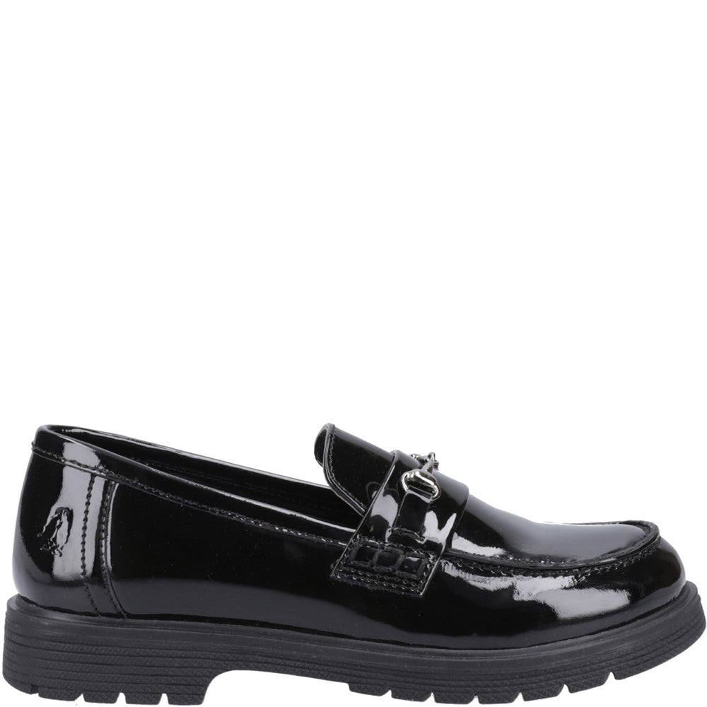 Girls BTS FLFR Black Hush Puppies Lydia Patent Senior Shoe