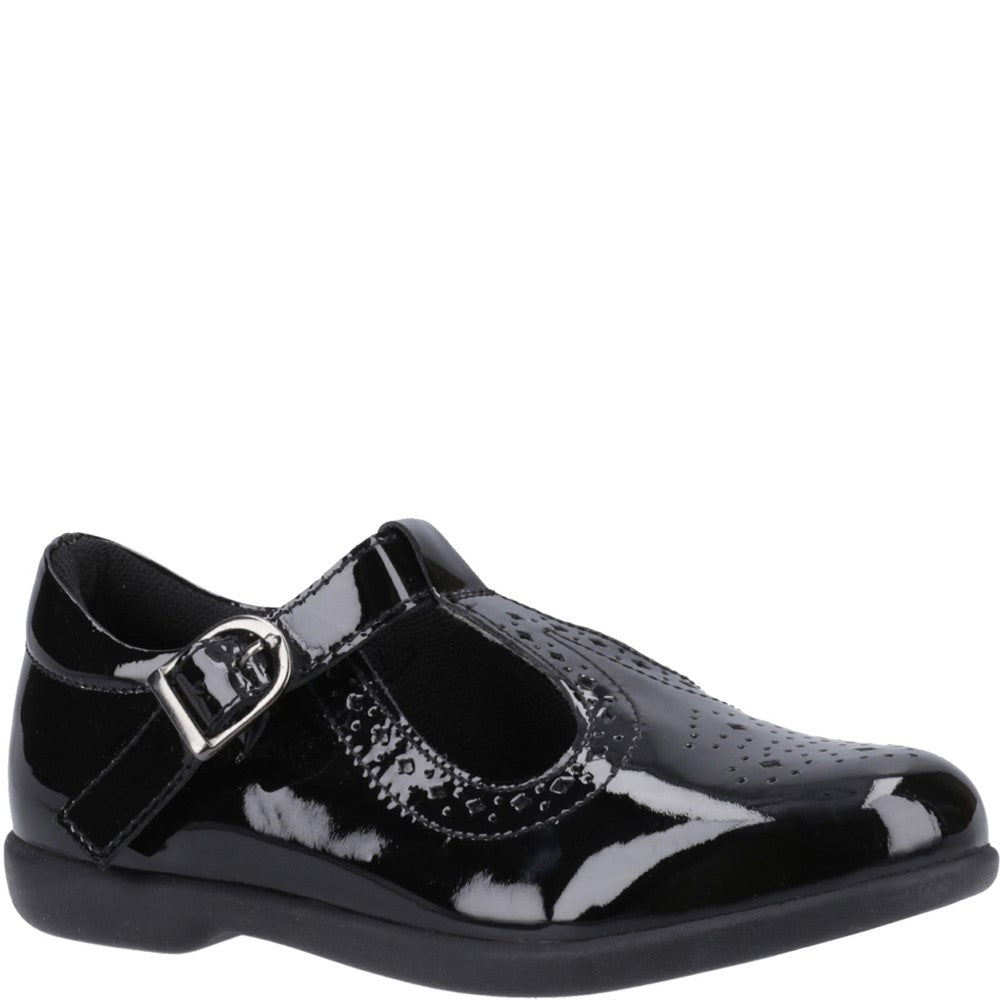 Girls BTS Patent Black Hush Puppies Britney Patent Junior Shoe