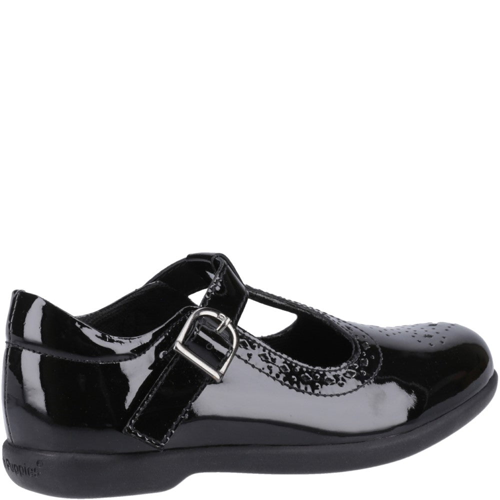 Girls BTS Patent Black Hush Puppies Britney Patent Junior Shoe