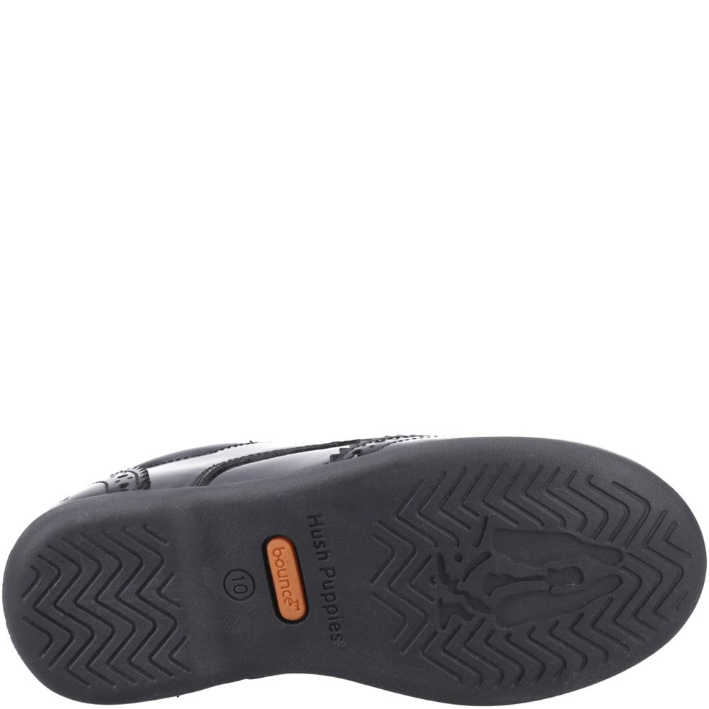 Girls BTS Black Hush Puppies Bridget Patent Junior Shoe