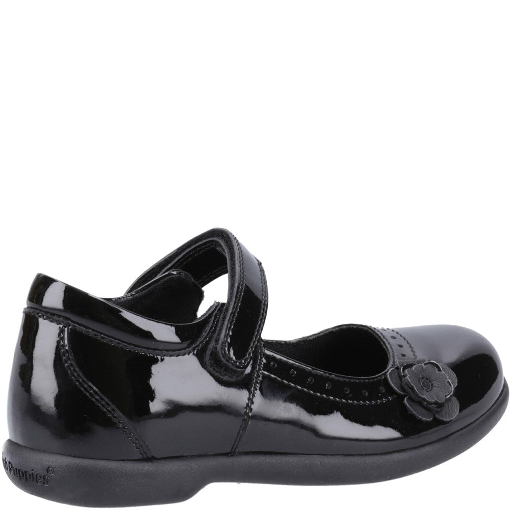 Girls BTS Black Hush Puppies Bethany Patent Senior Shoe