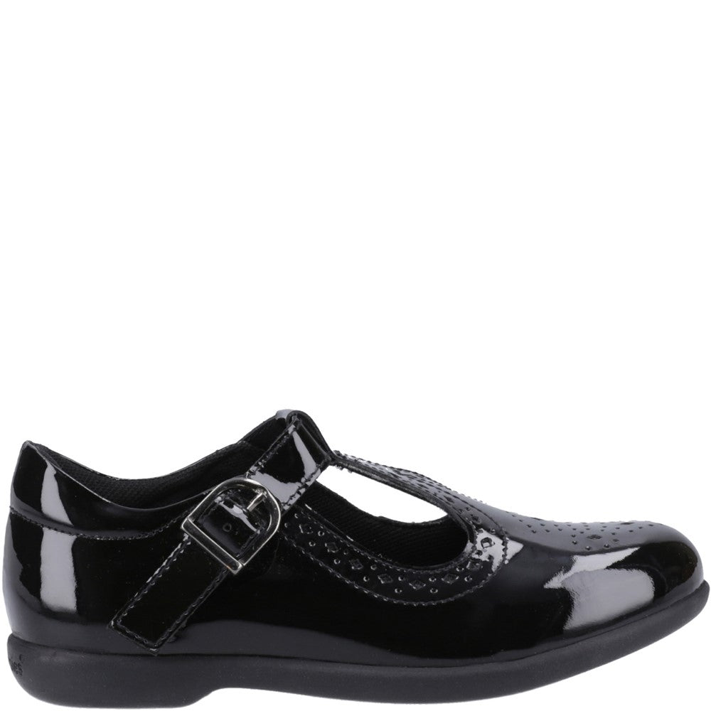 Girls BTS Patent Black Hush Puppies Britney Patent Senior Shoe