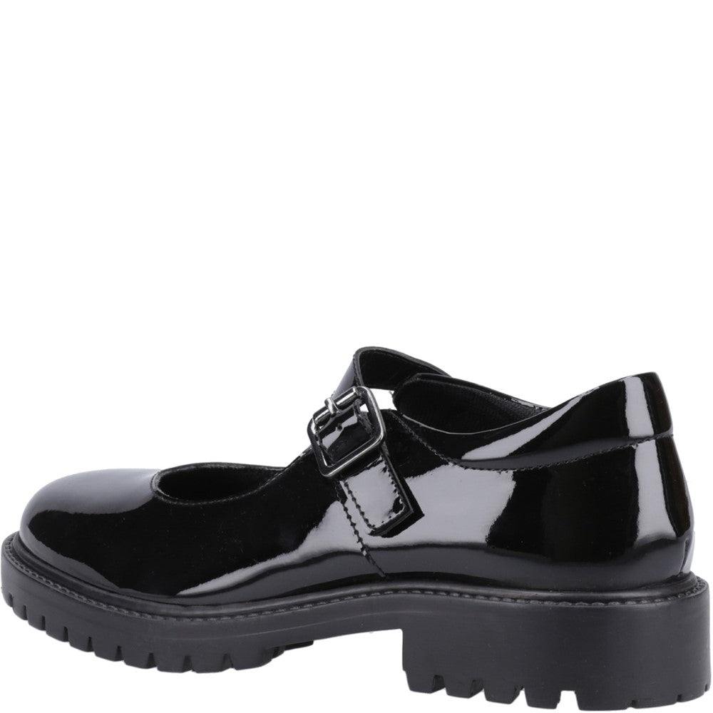 Girls BTS Black Patent Hush Puppies Aurora Patent Senior Shoe