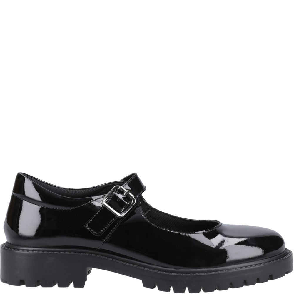 Girls BTS Black Patent Hush Puppies Aurora Patent Senior Shoe