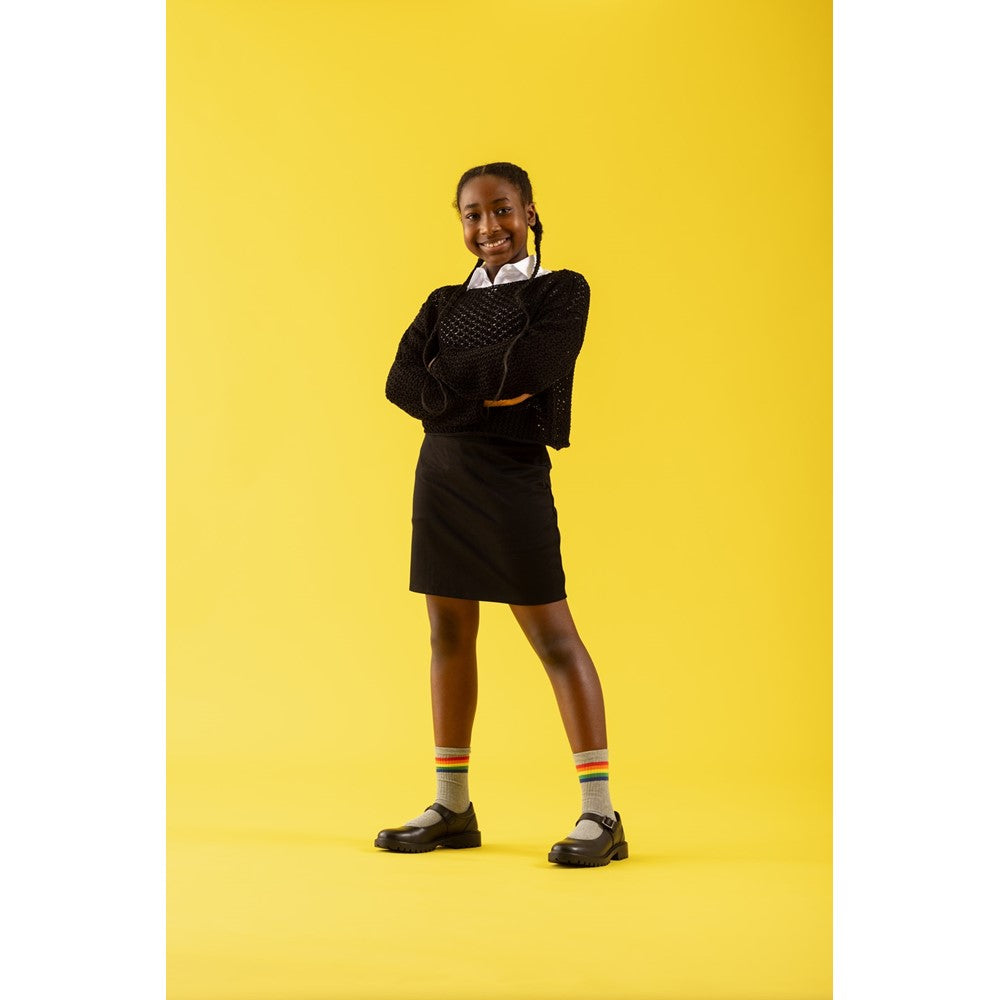 Girls BTS Black/Black Hush Puppies Aurora Senior Shoe