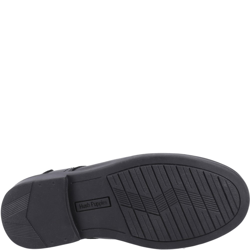 Boys BTS Black Lace Up Hush Puppies Tommy Senior Shoe