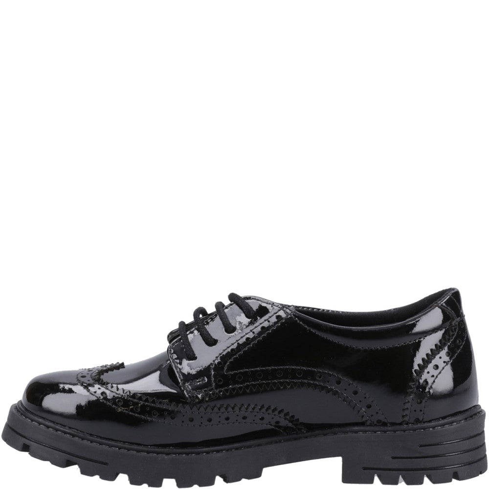 Girls BTS Patent Black Hush Puppies Maxine Patent Senior Shoe