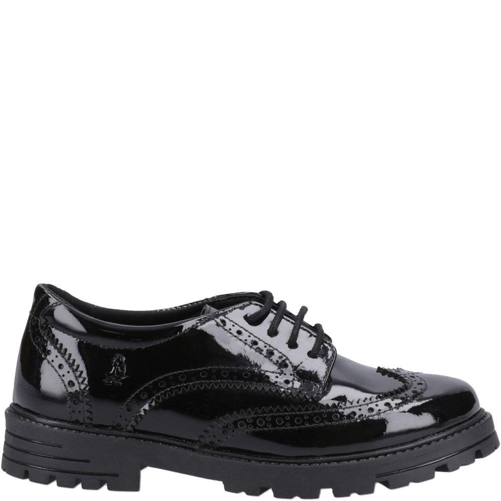 Girls BTS Patent Black Hush Puppies Maxine Patent Senior Shoe