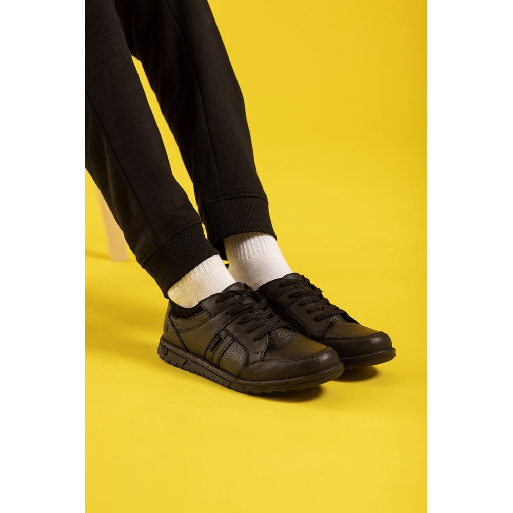 Boys BTS Black Hush Puppies Steven Senior Shoe