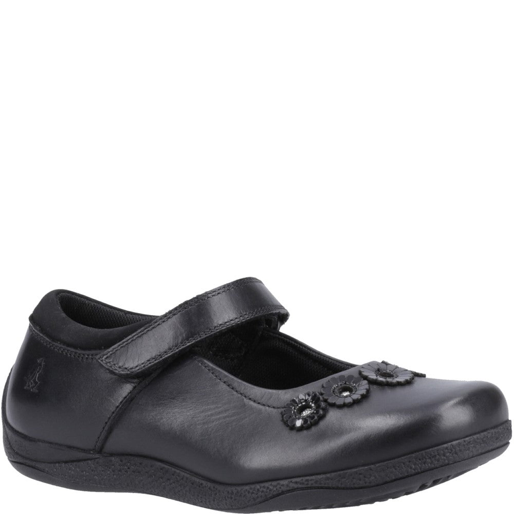 Girls BTS Black Hush Puppies Christina Junior Shoe