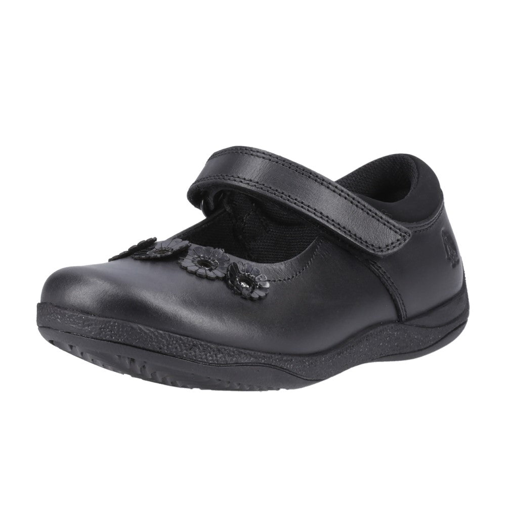 Girls BTS Black Hush Puppies Christina Junior Shoe