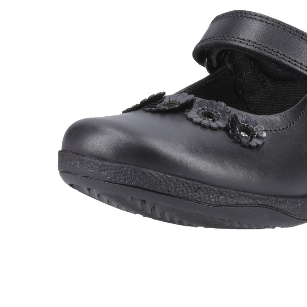 Girls BTS Black Hush Puppies Christina Junior Shoe