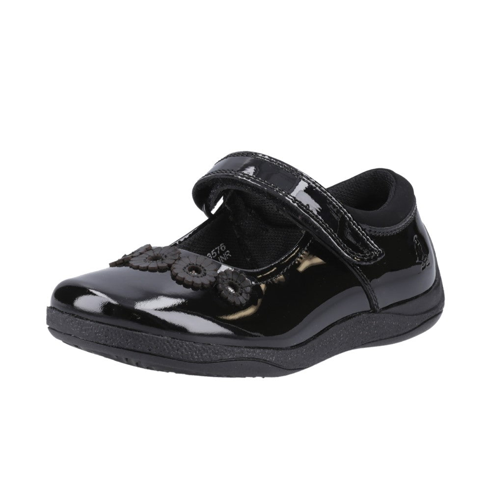 Girls BTS Black Hush Puppies Christina Patent Junior Shoe