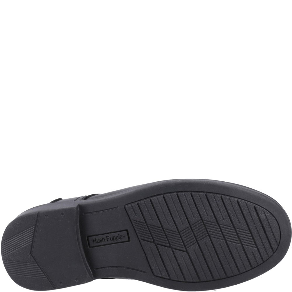 Boys BTS Black Hush Puppies Tommy Junior Shoe