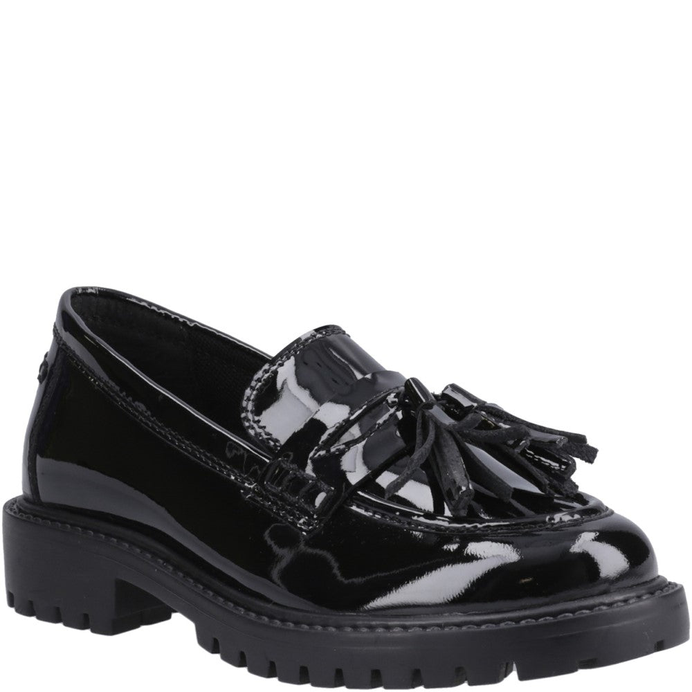 Girls BTS Black XL Hush Puppies Abigail Patent Senior Shoe