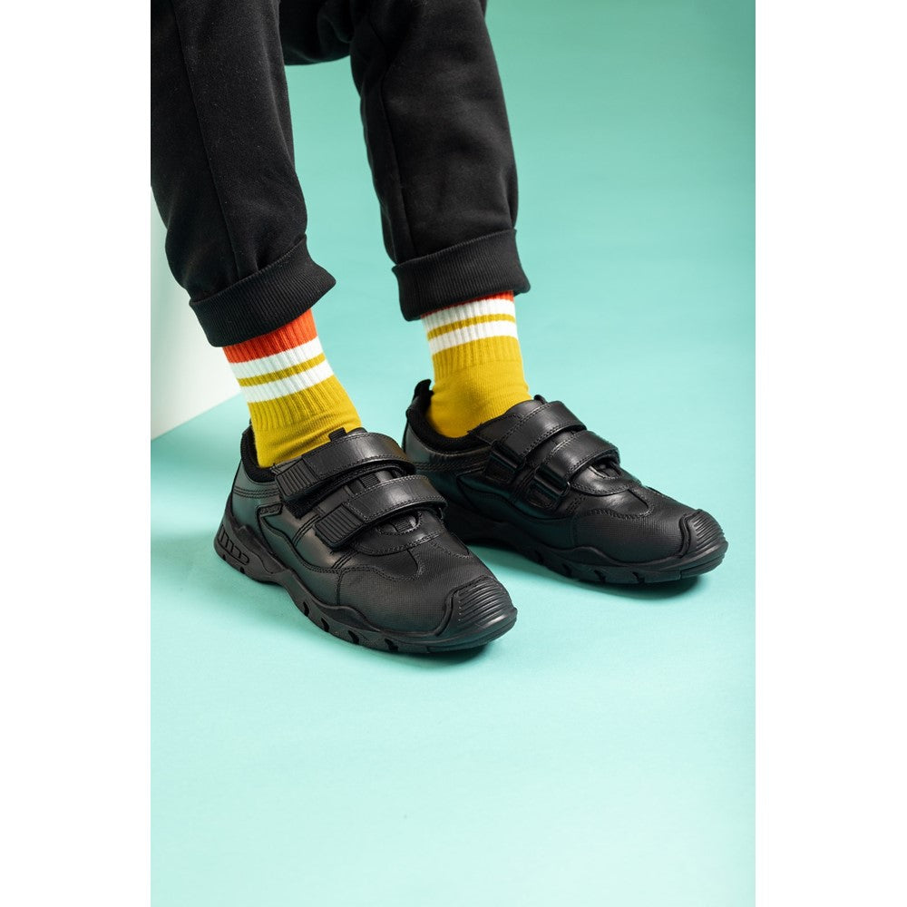 Boys BTS FLFR Black Hush Puppies Troy JNR Shoe