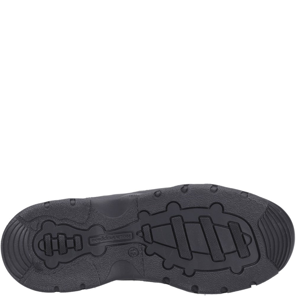 Boys BTS FLFR Black Hush Puppies Travis SNR Shoe