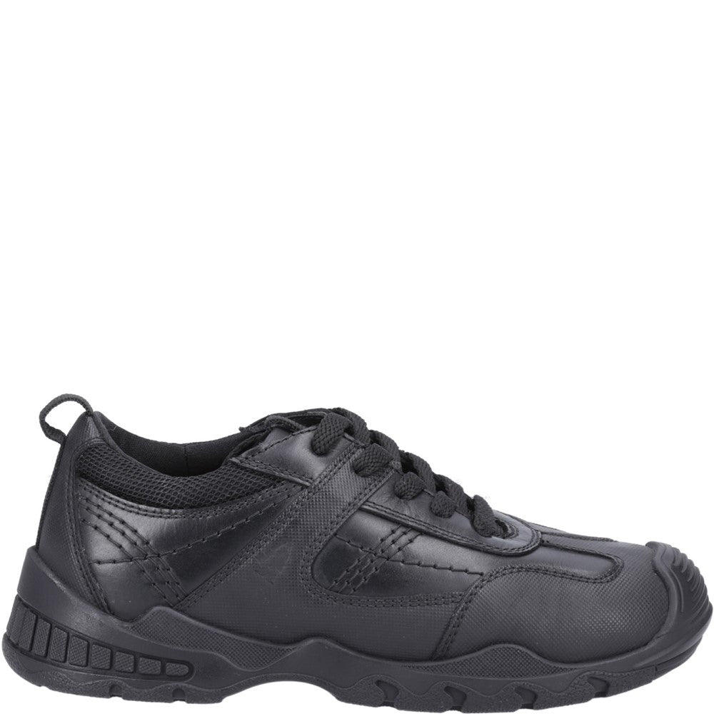 Boys BTS FLFR Black Hush Puppies Travis SNR Shoe