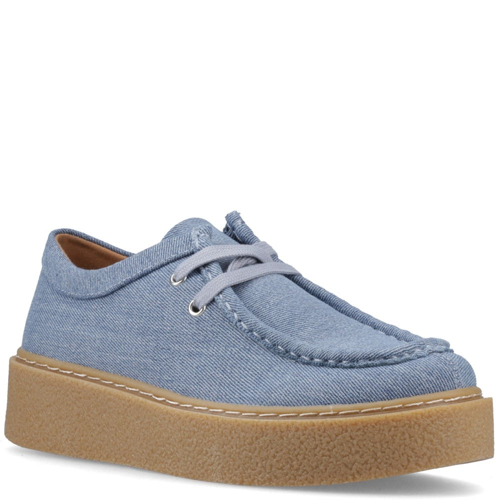Lace Ladies Shoes Denim Hush Puppies Bridie Textile Mocc Toe