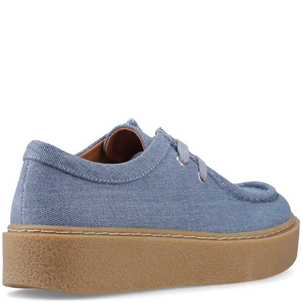 Lace Ladies Shoes Denim Hush Puppies Bridie Textile Mocc Toe