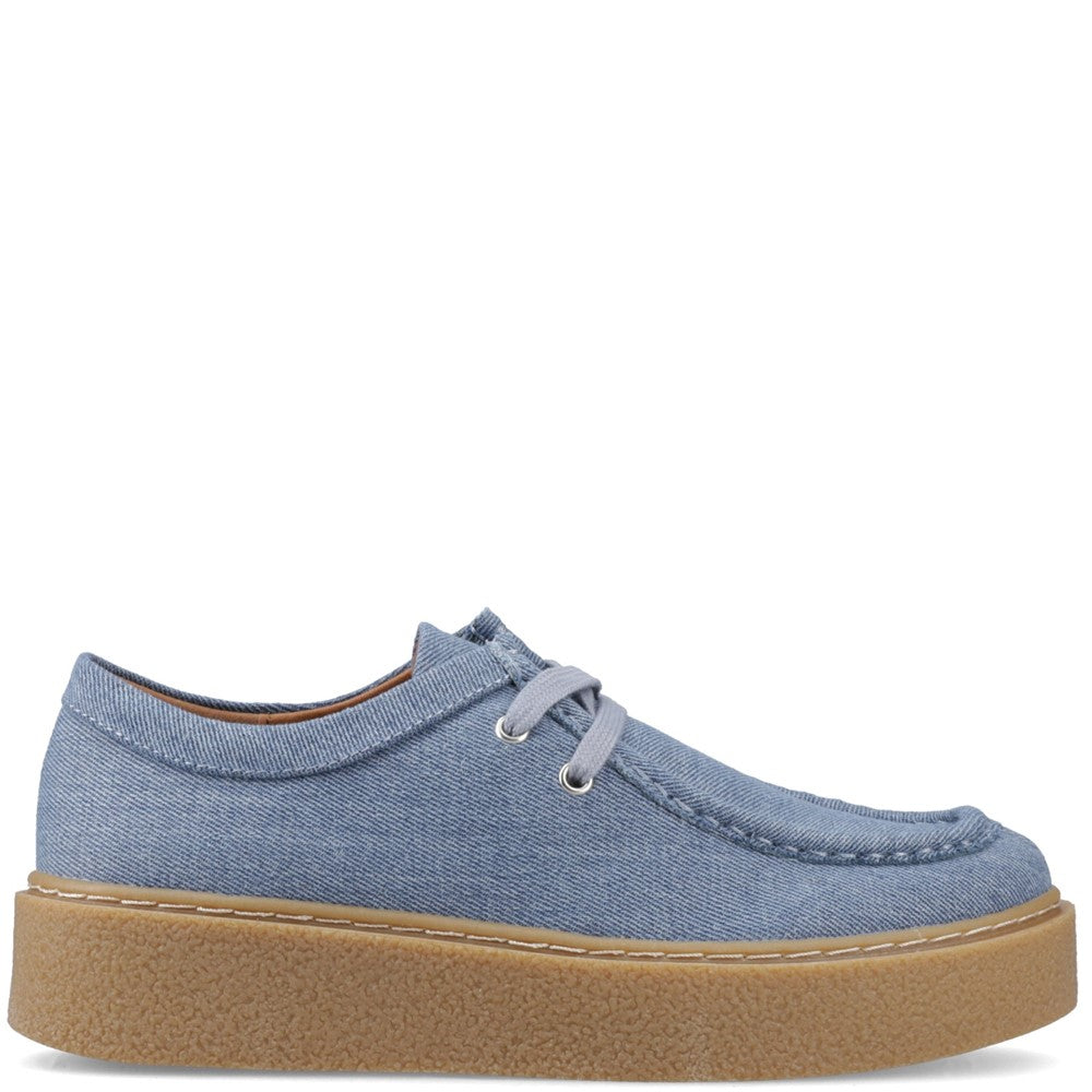 Lace Ladies Shoes Denim Hush Puppies Bridie Textile Mocc Toe