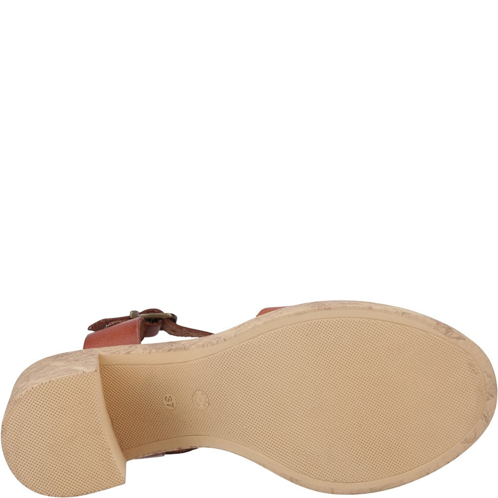 Ladies Heeled Sandals Tan Hush Puppies Georgia Cork Sandal