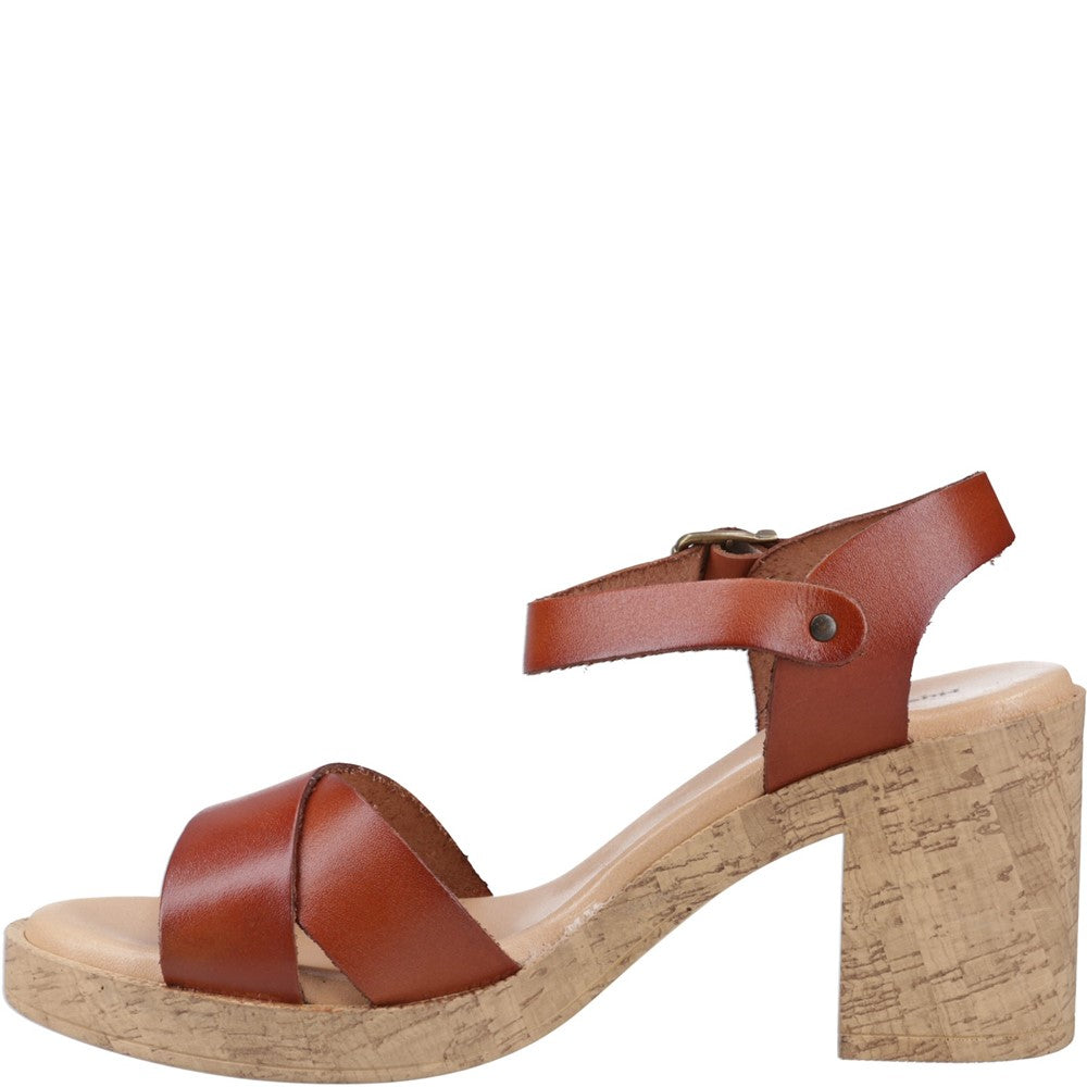 Ladies Heeled Sandals Tan Hush Puppies Georgia Cork Sandal