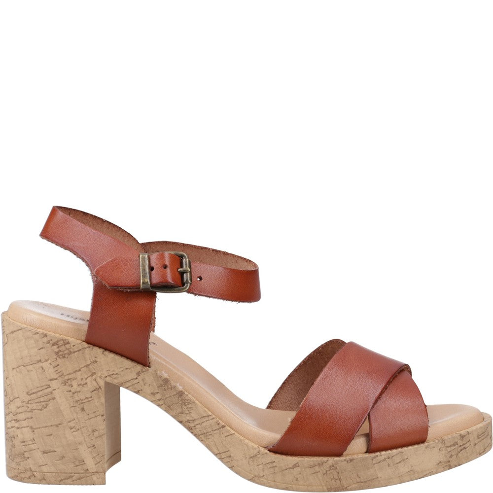 Ladies Heeled Sandals Tan Hush Puppies Georgia Cork Sandal