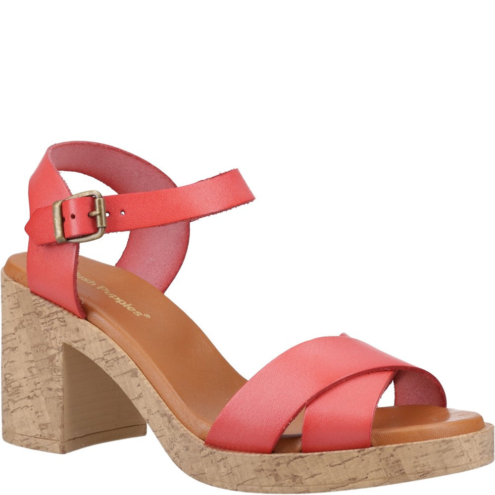 Ladies Heeled Sandals Coral Hush Puppies Georgia Cork Sandal