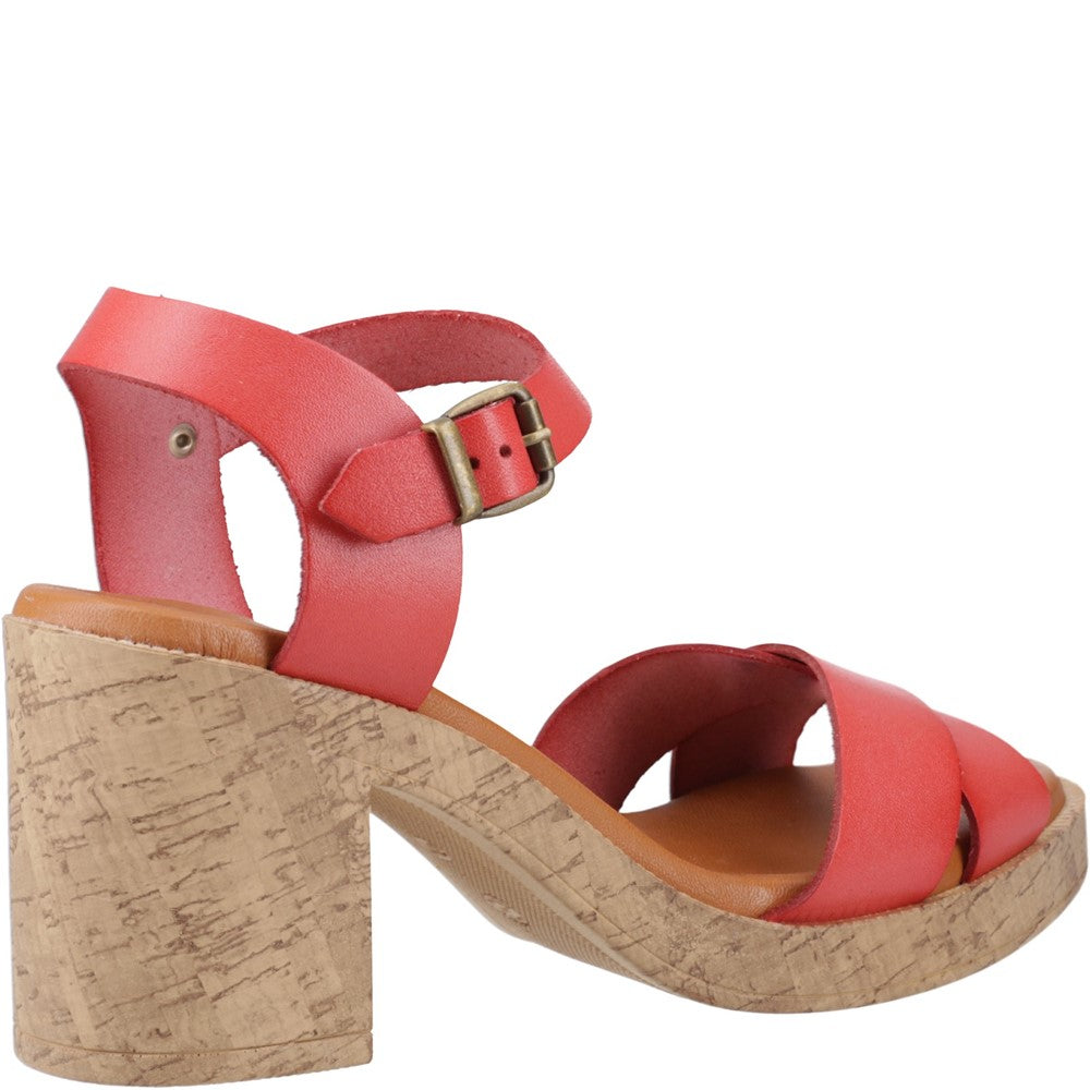 Ladies Heeled Sandals Coral Hush Puppies Georgia Cork Sandal