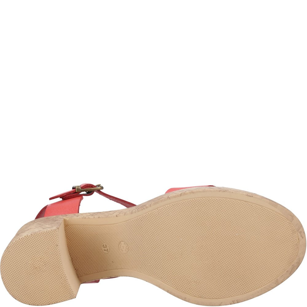 Ladies Heeled Sandals Coral Hush Puppies Georgia Cork Sandal