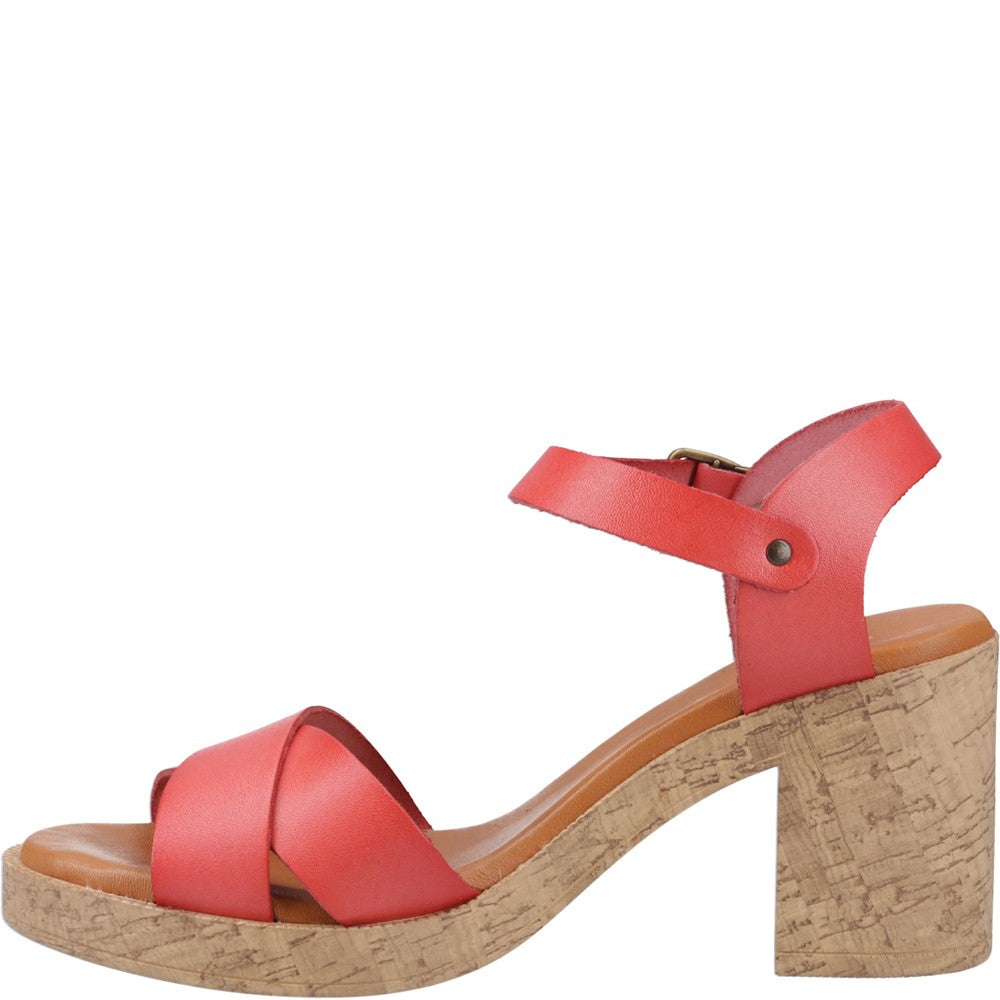 Ladies Heeled Sandals Coral Hush Puppies Georgia Cork Sandal
