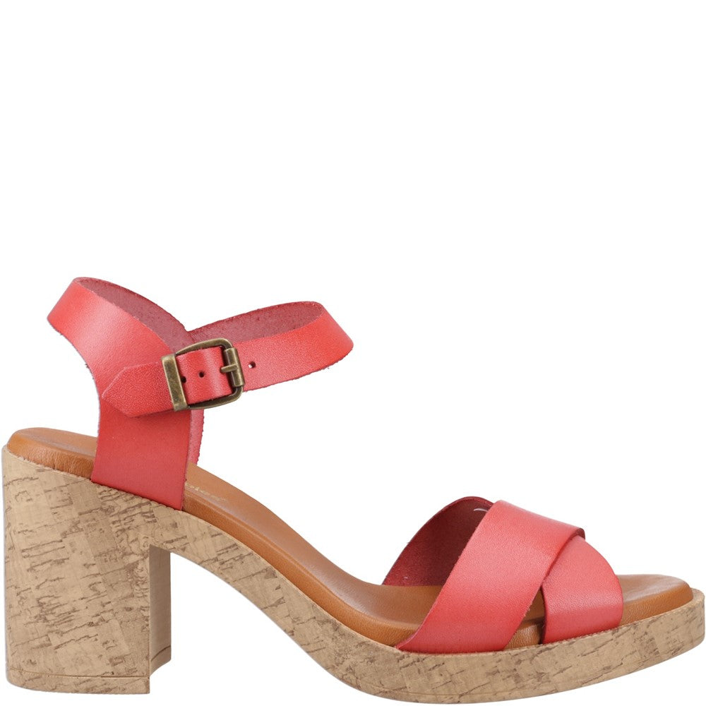 Ladies Heeled Sandals Coral Hush Puppies Georgia Cork Sandal